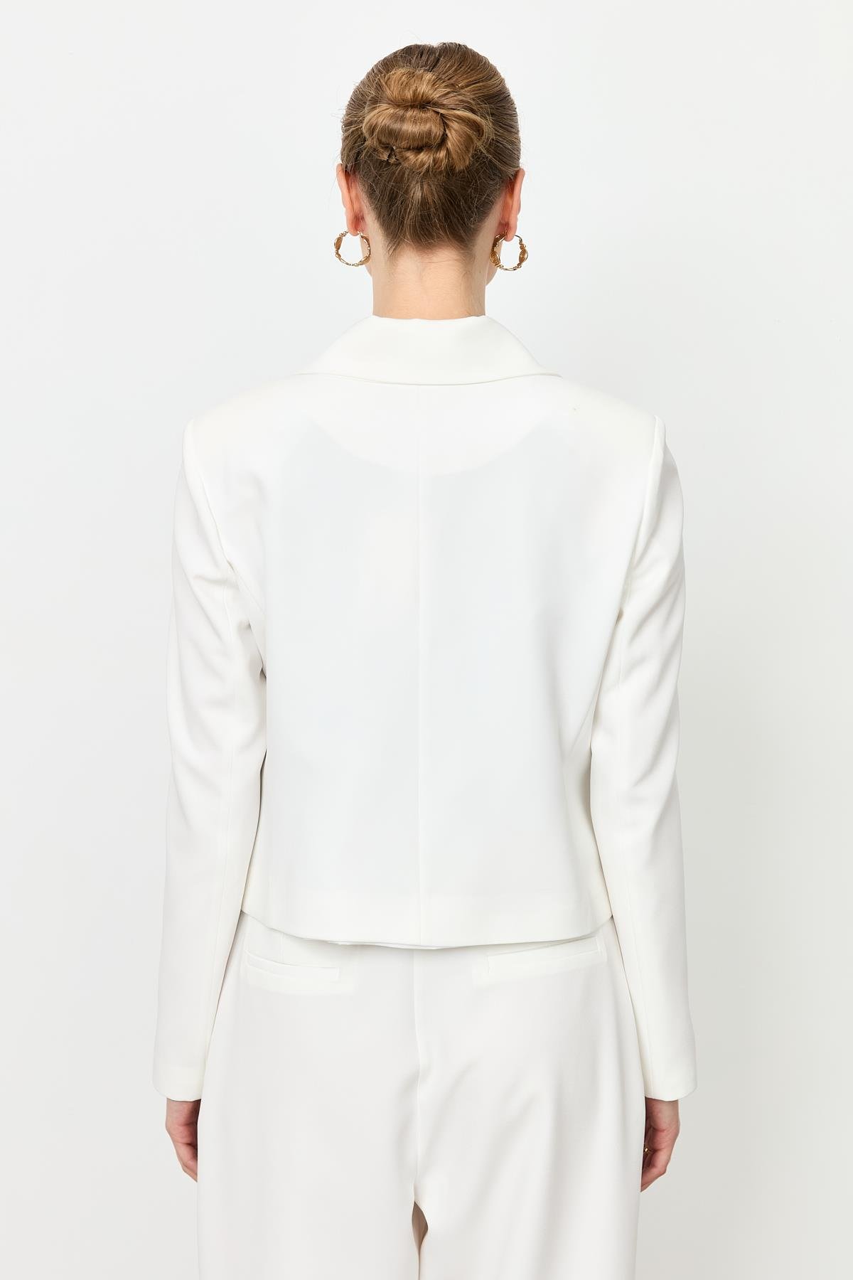 Fermuar Detaylı Kısa Ceket-KEMIK