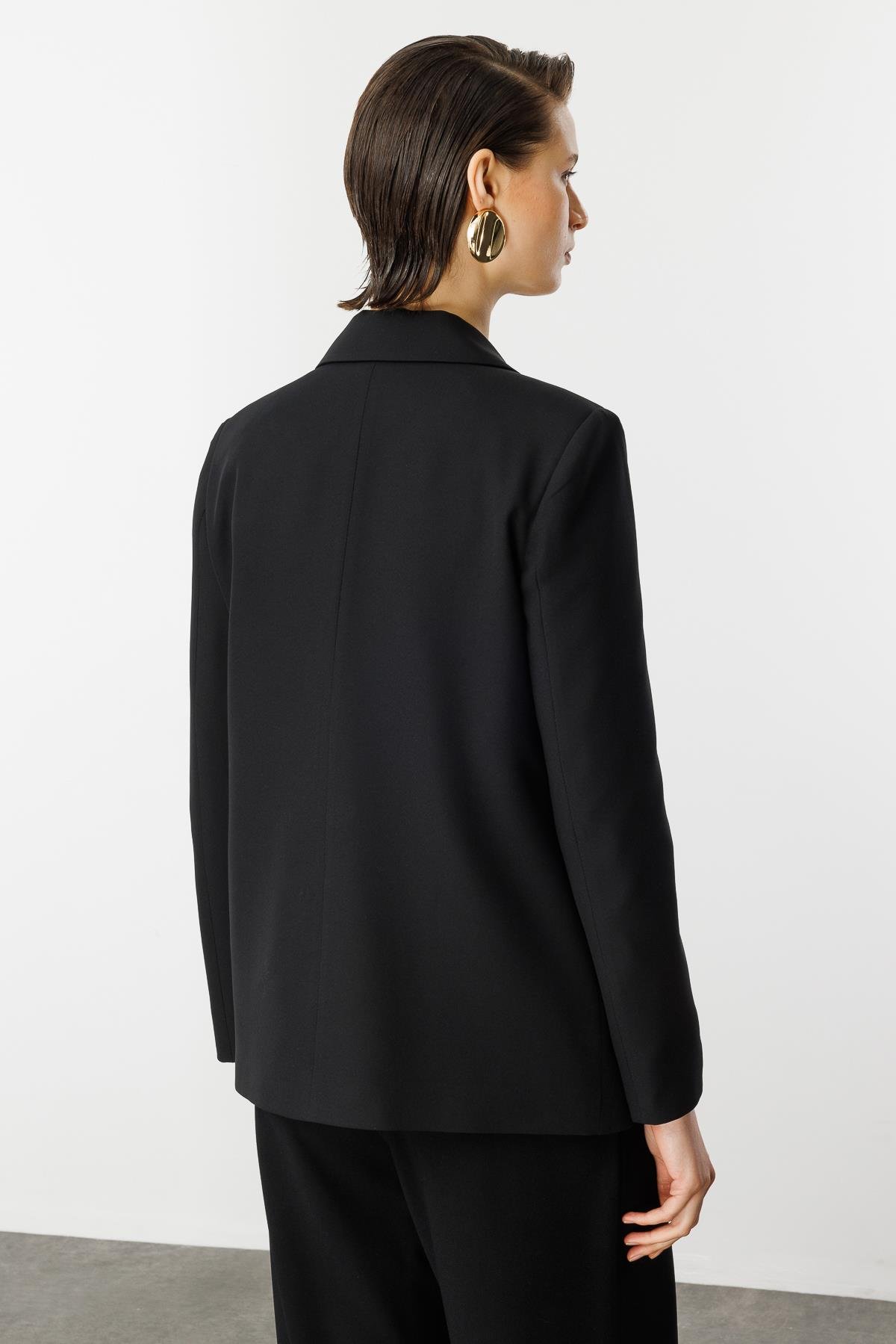 Fermuar Detaylı Kısa Ceket-SİYAH