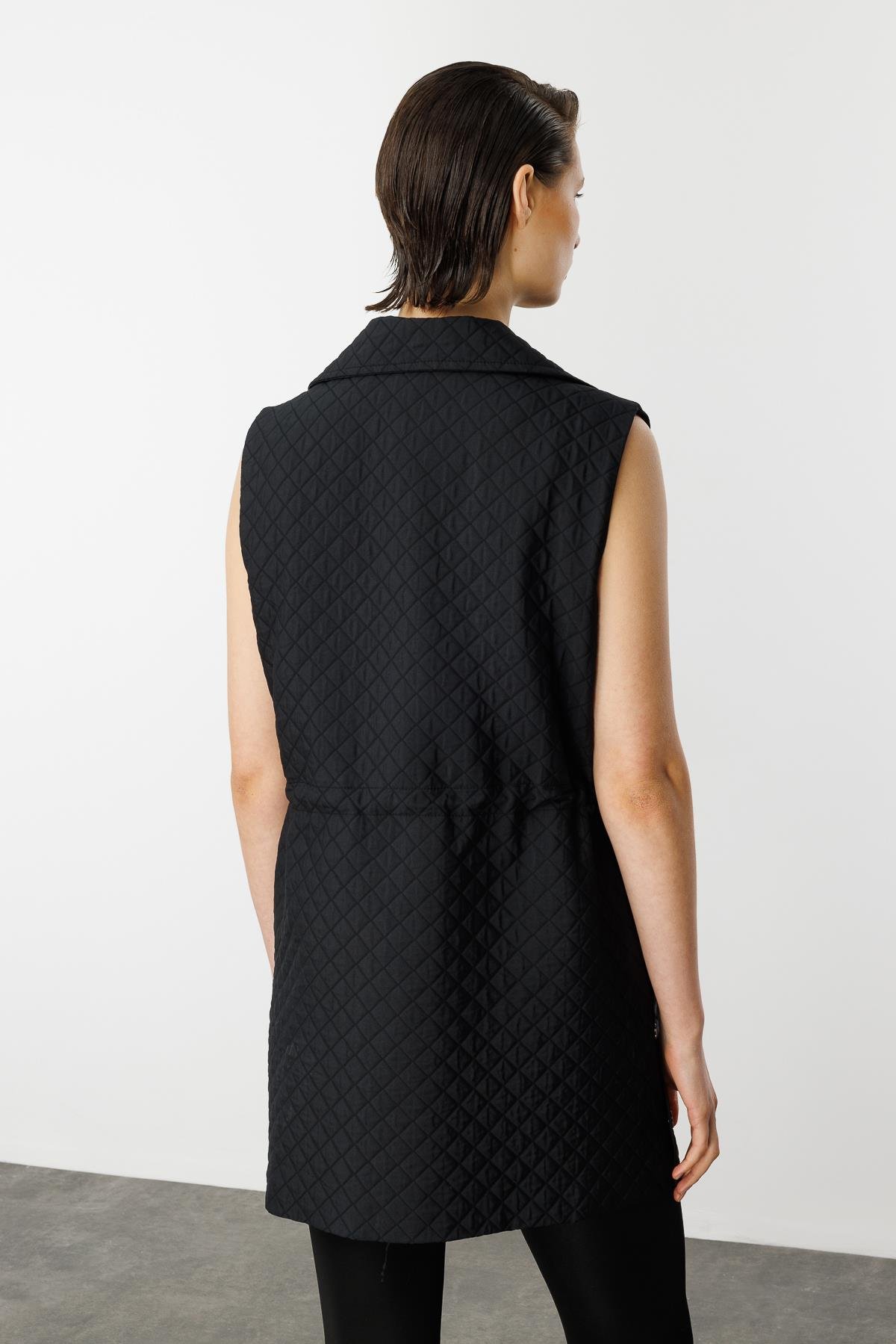 Fermuarlı Penye Yelek-SİYAH