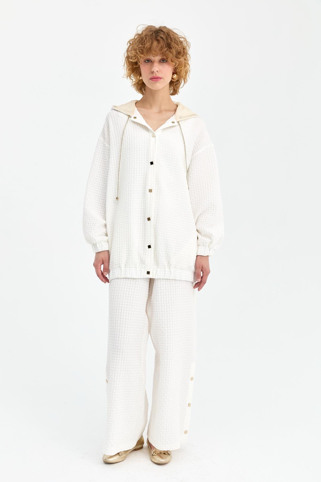 Gold İp ve Düğme Detaylı Kapüşonlu Ceket - KEMIK