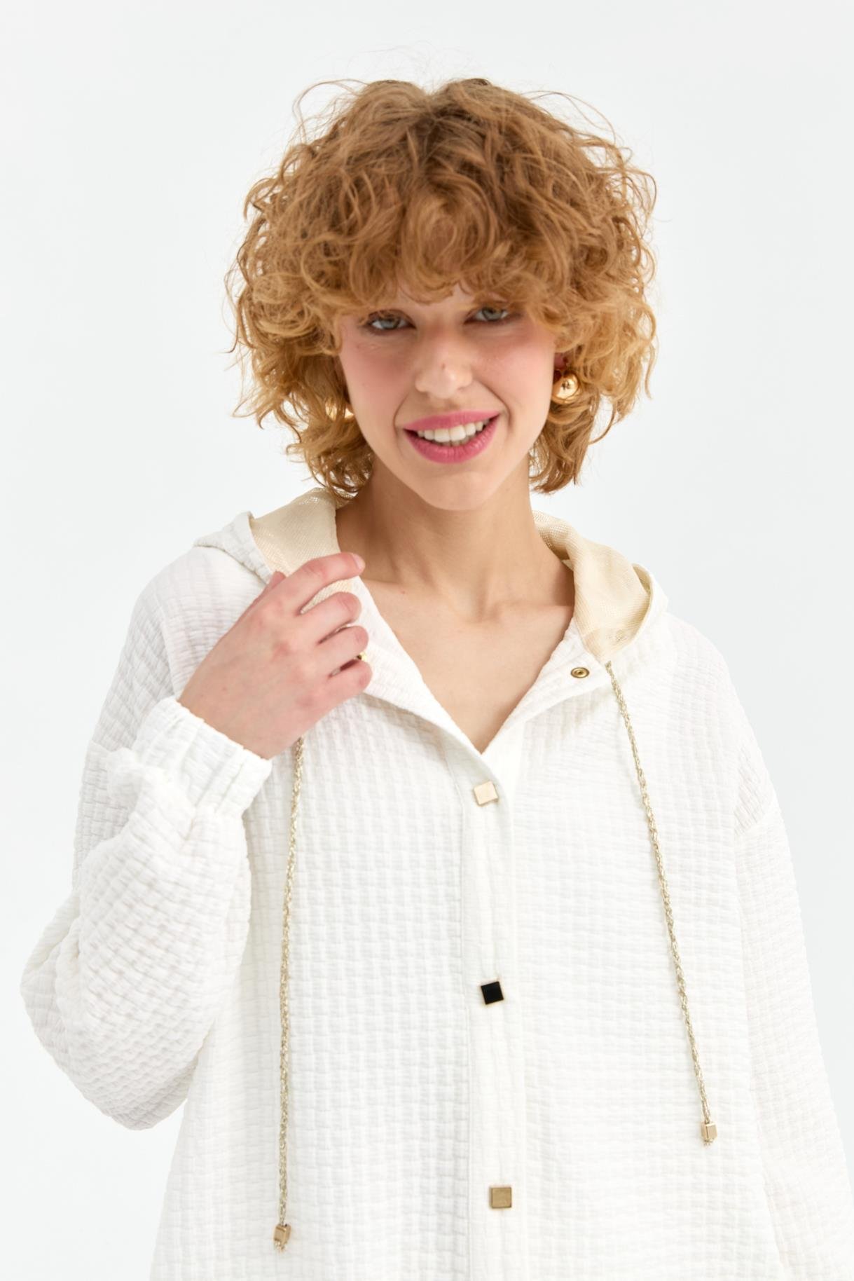 Gold İp ve Düğme Detaylı Kapüşonlu Ceket - KEMIK