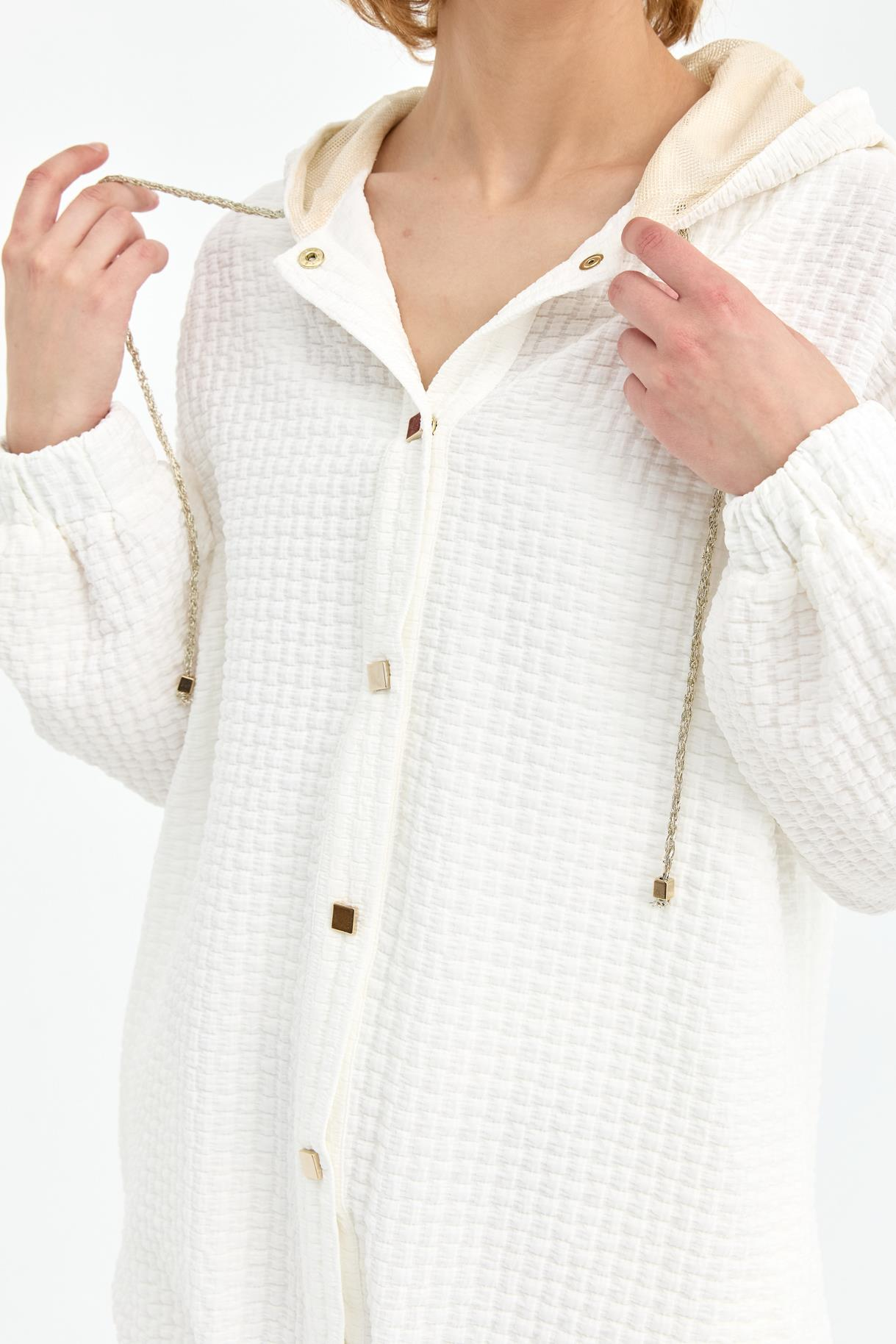 Gold İp ve Düğme Detaylı Kapüşonlu Ceket - KEMIK