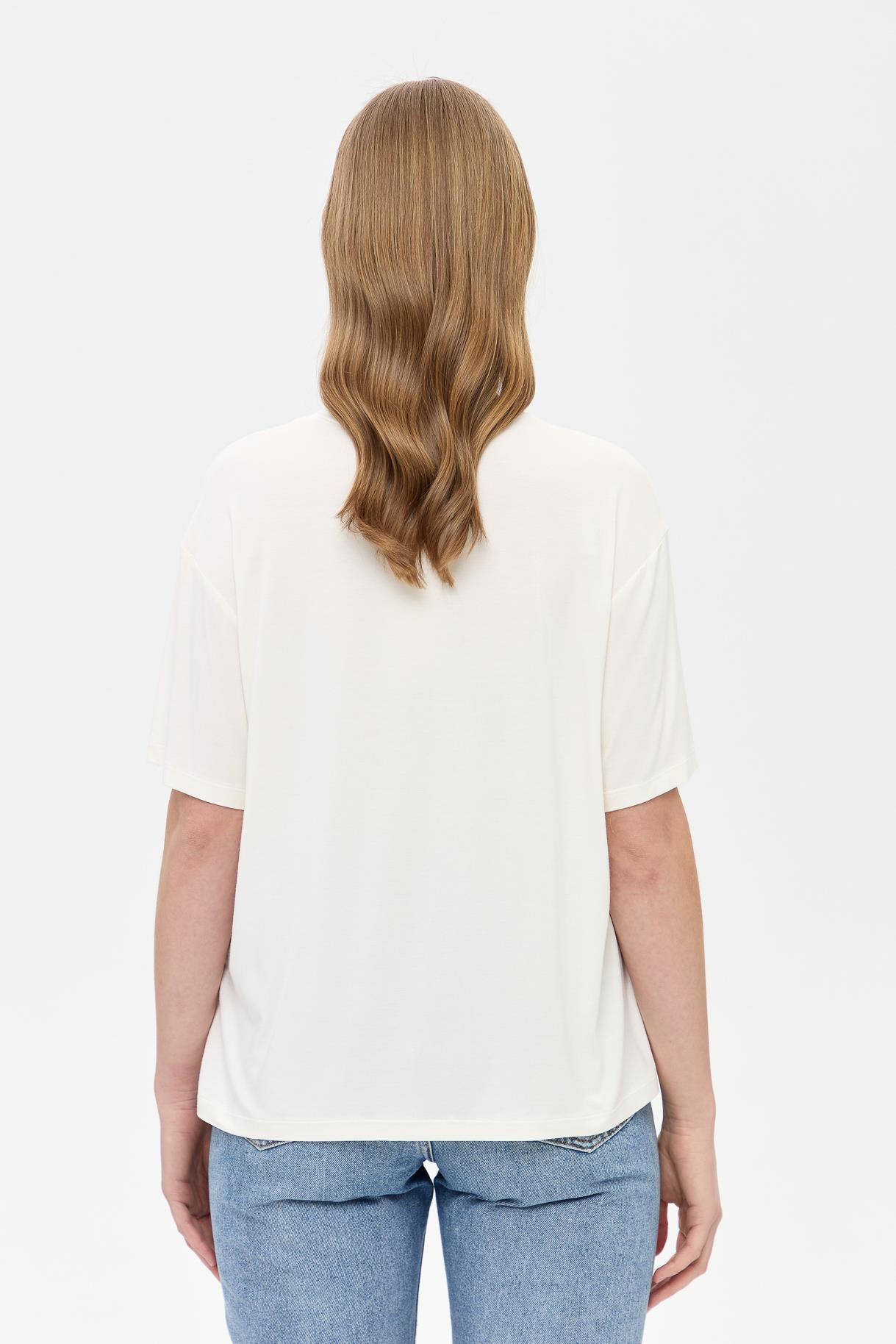 Harf Baskılı Kısa Kollu Tişört - KEMIK