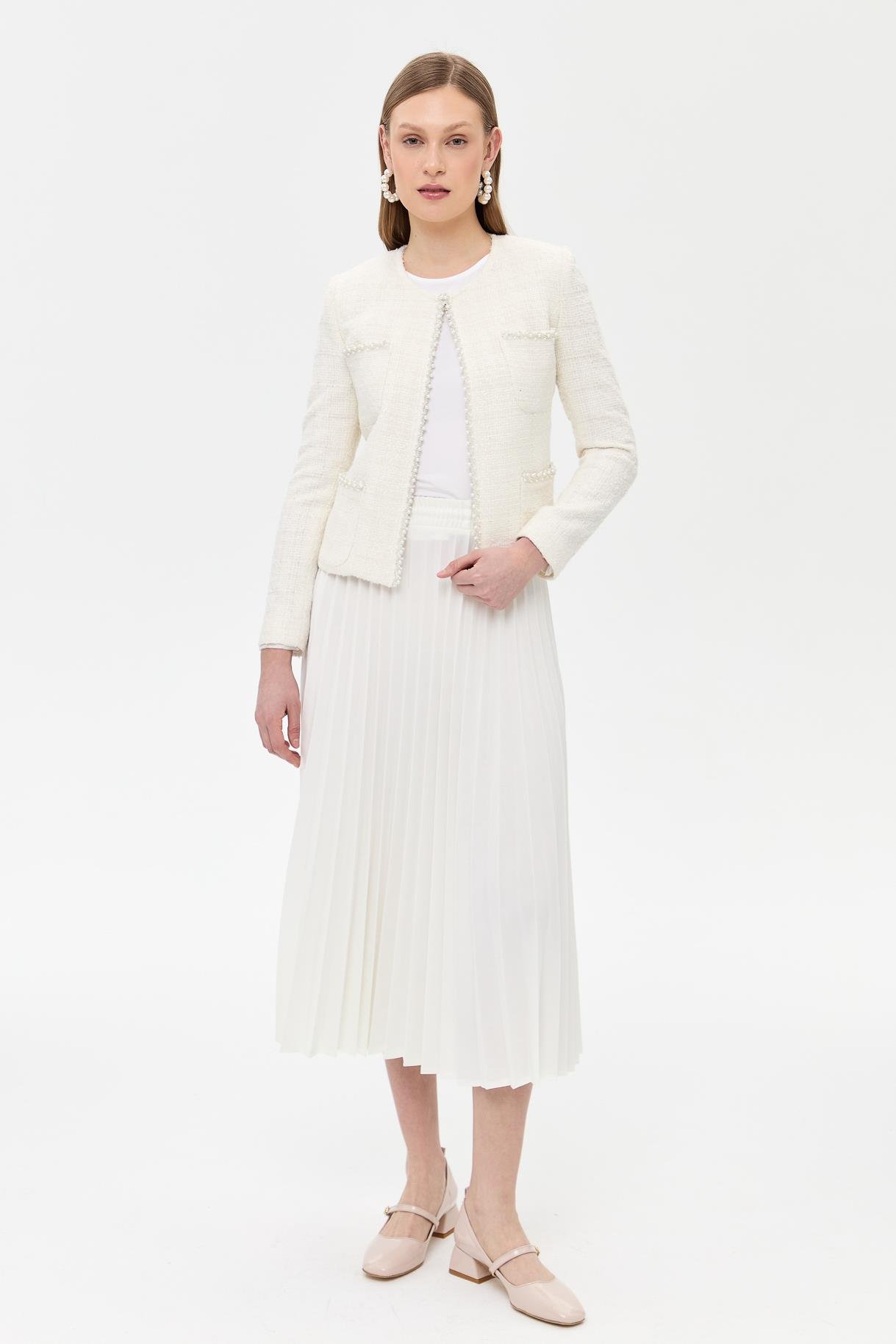 İnci Detaylı Chanel Ceket - KEMIK