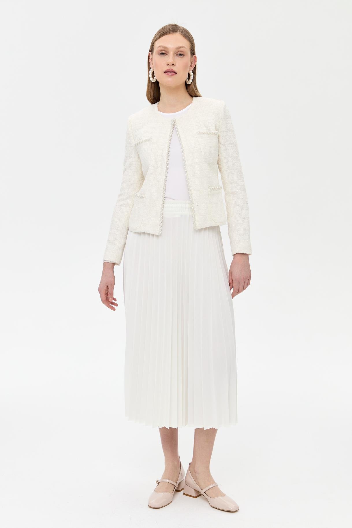 İnci Detaylı Chanel Ceket - KEMIK