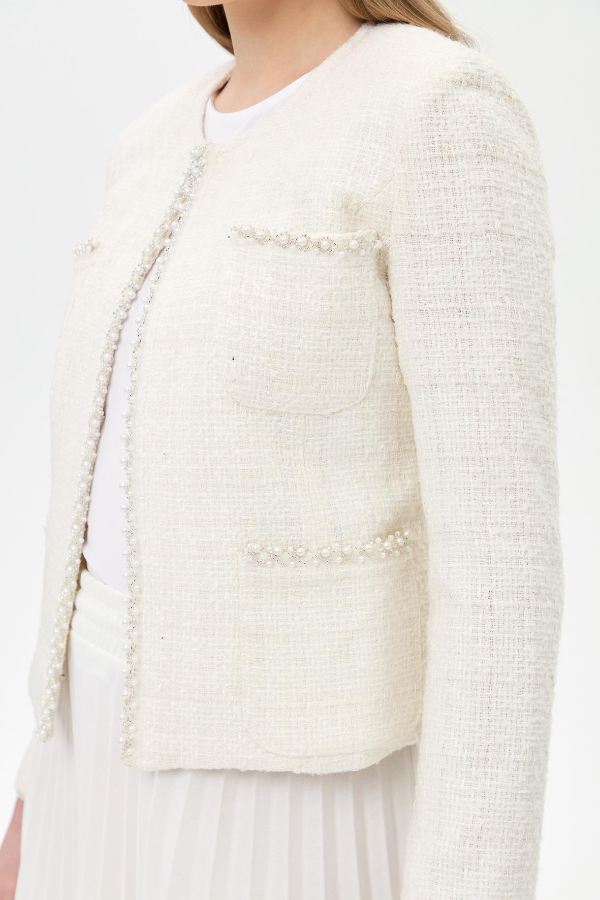 İnci Detaylı Chanel Ceket - KEMIK