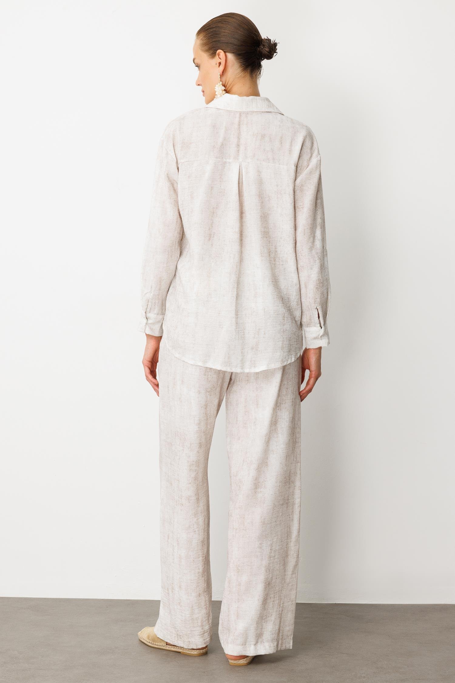 İşleme Detaylı Keten Görünüm Takım-TAŞ