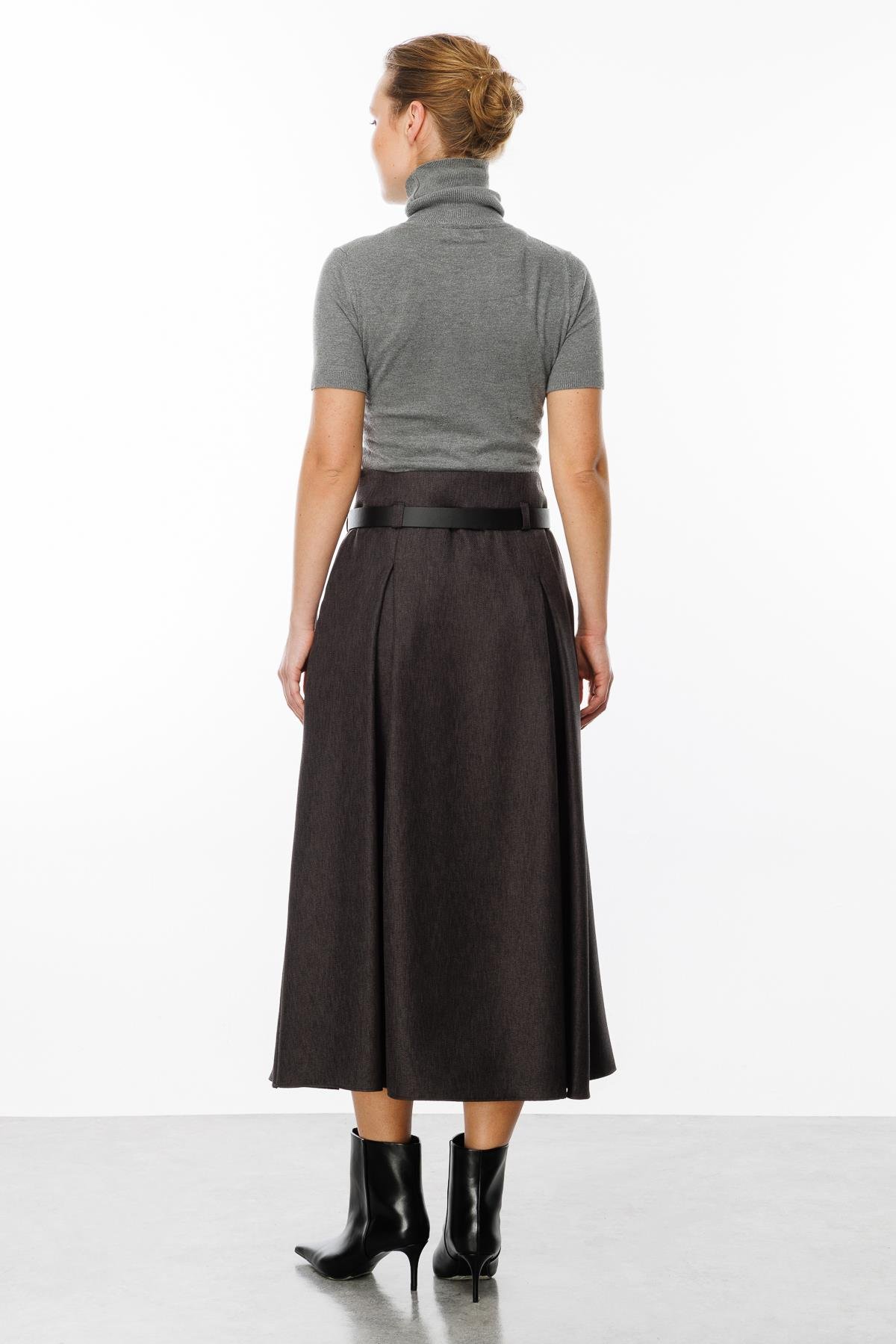 Kalın Pileli Uzun Etek