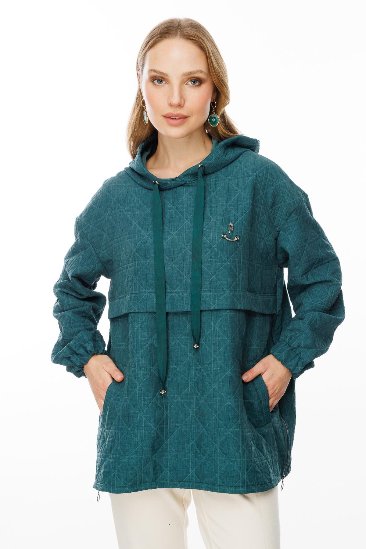 Kapüşon Detaylı Kapitone Sweatshirt