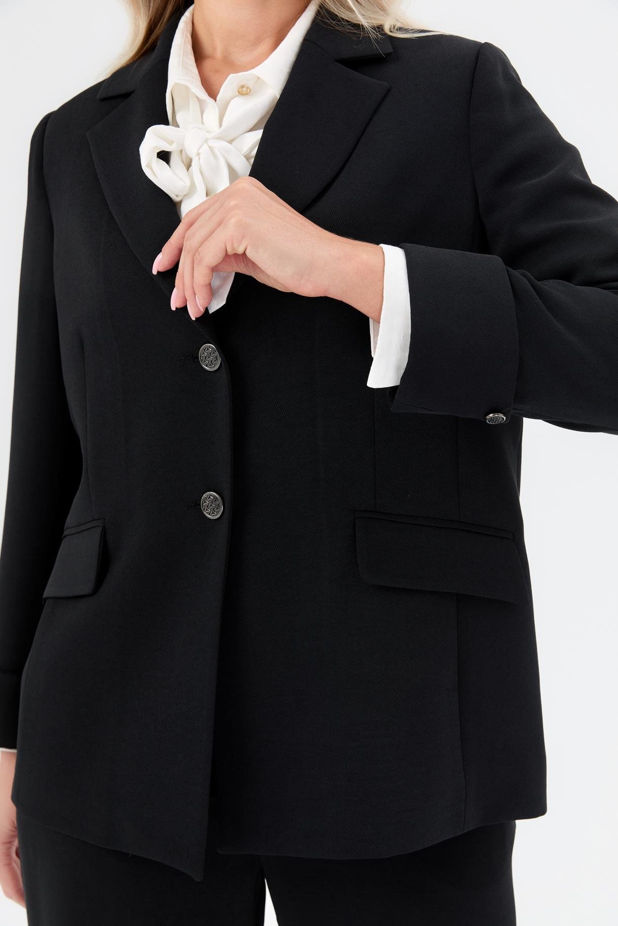 Katlama Kol Detay Büyük Beden Ceket - SİYAH