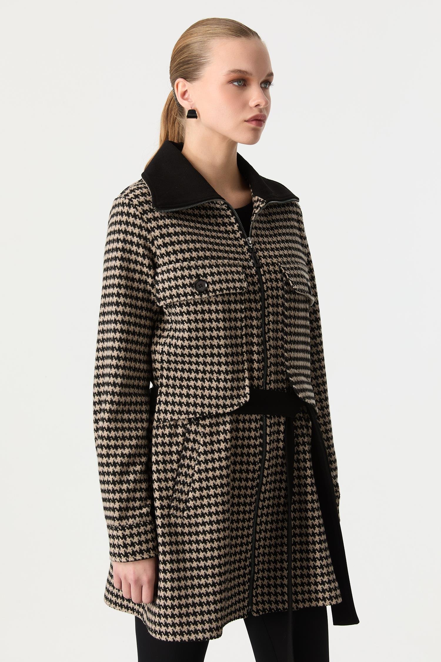 Kazayağı Desen Fermuar Detaylı Kaban-VİZON