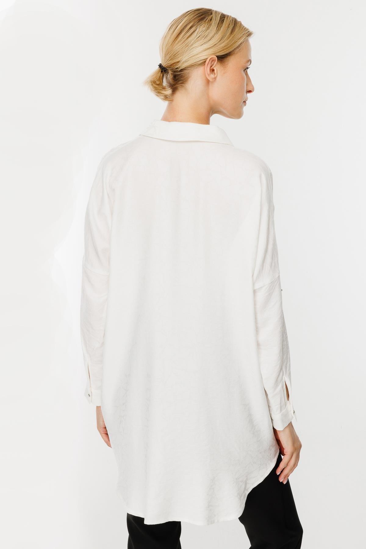 Kendinden Desenli Tunik - EKRU