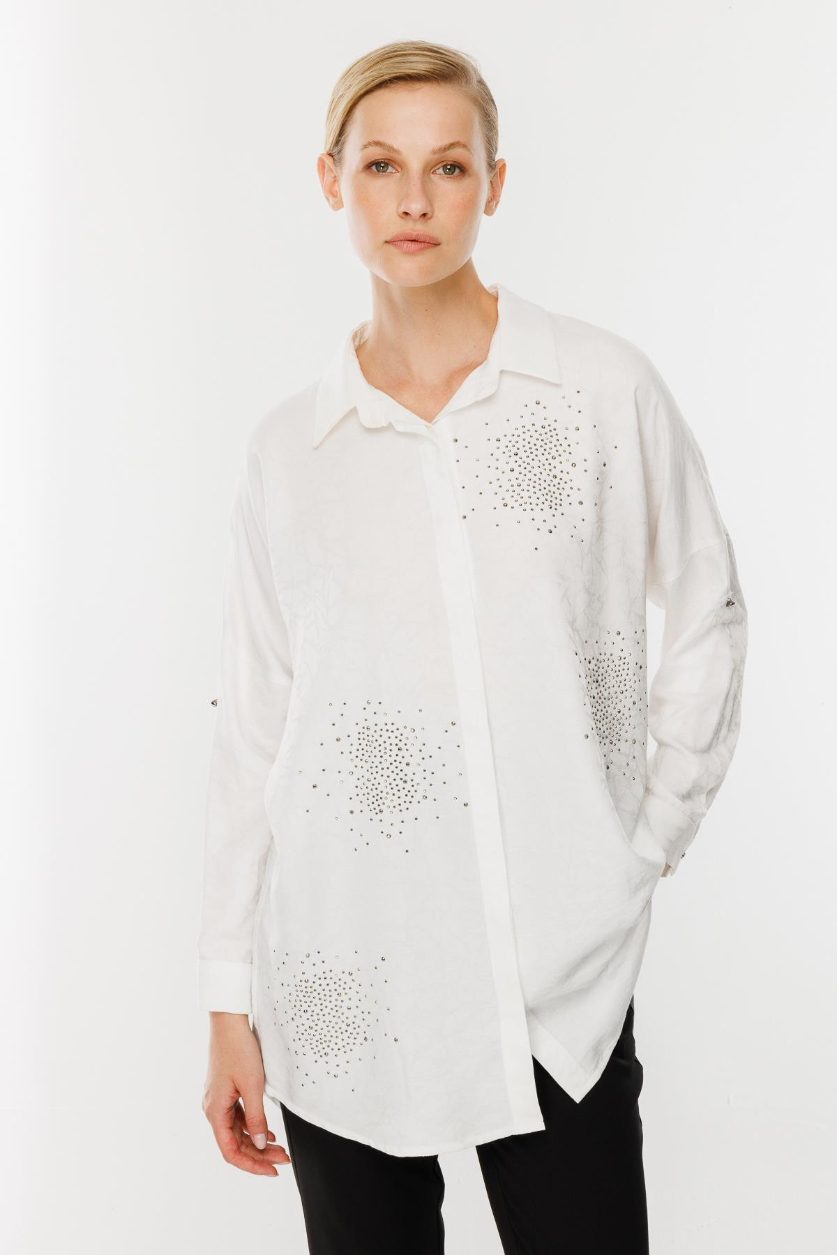 Kendinden Desenli Tunik - EKRU