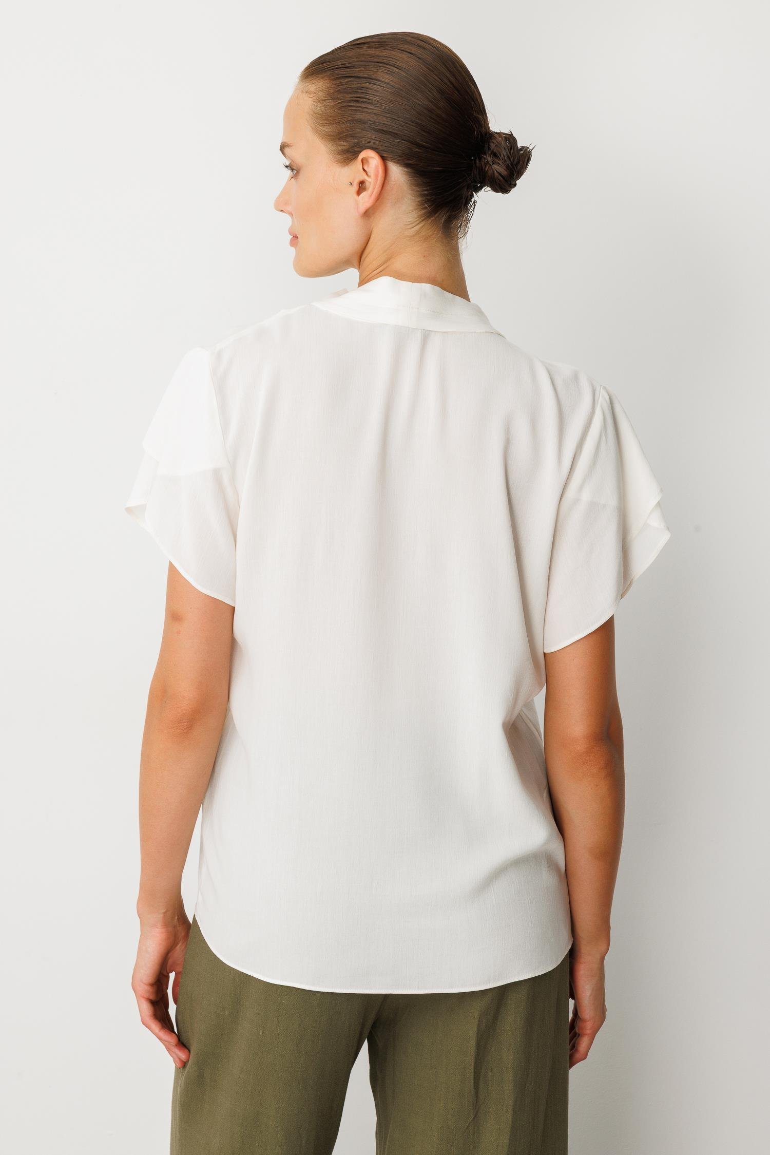 Kol Detay V Yaka Bluz-KEMIK