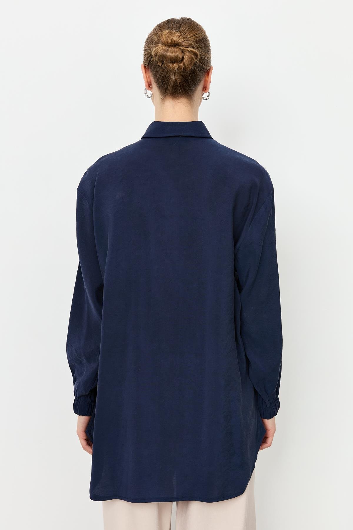 Kolları Lastik Detay Uzun Gömlek-LACI