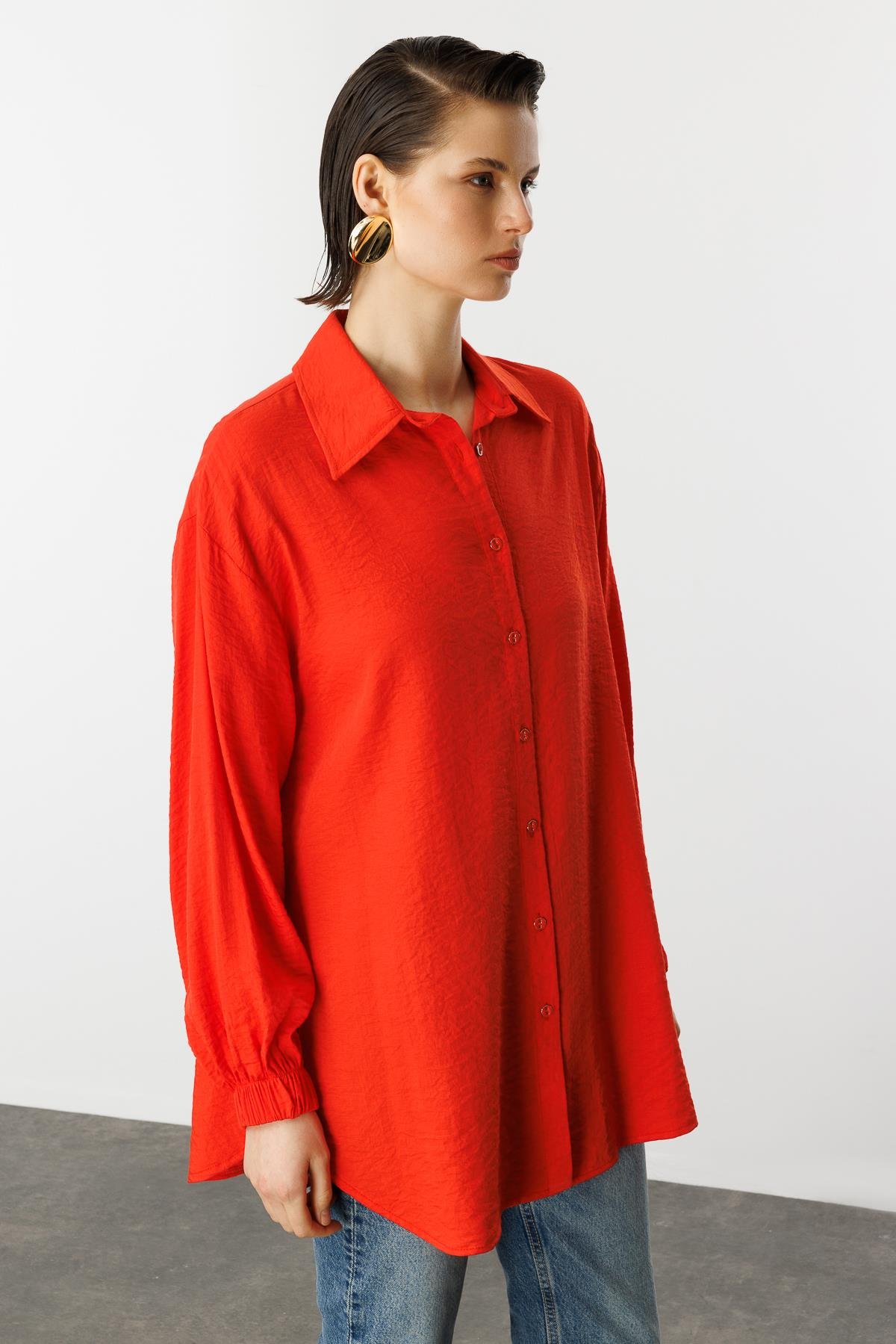 Kolları Lastikli Uzun Gömlek-ORANJE