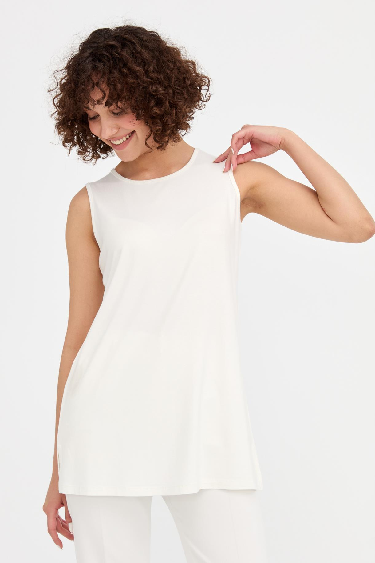 Kolsuz Basic Tunik Tişört - KEMIK
