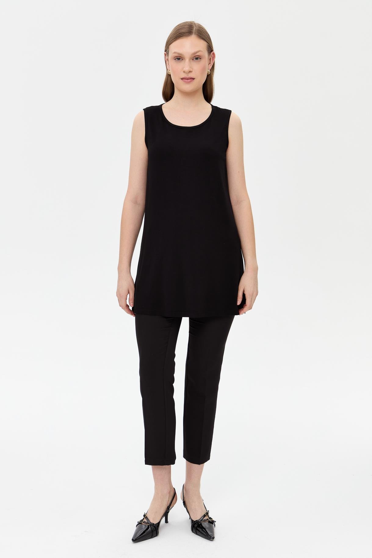 Kolsuz Basic Tunik Tişört - SİYAH