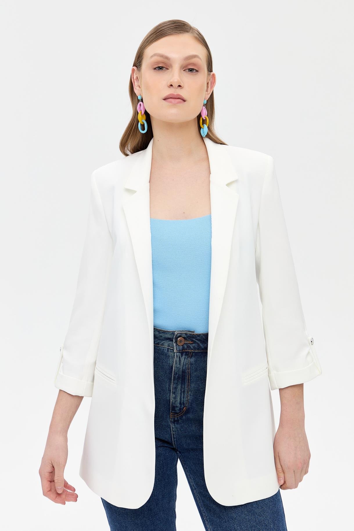 Kolu Düğme Detaylı Ceket - EKRU