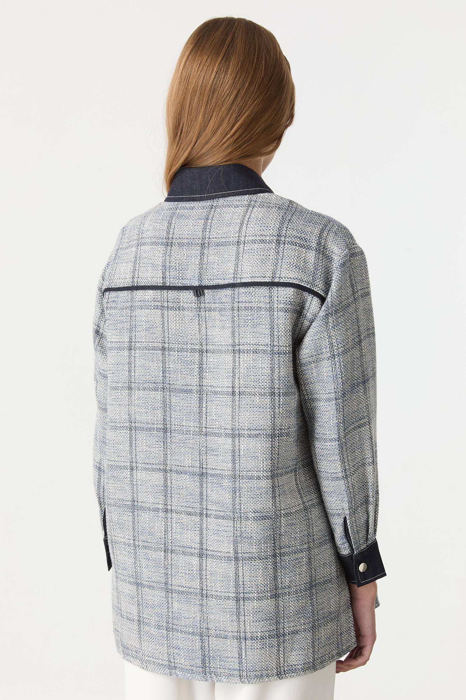 Kot Detaylı Ekose Gömlek-MAVİ