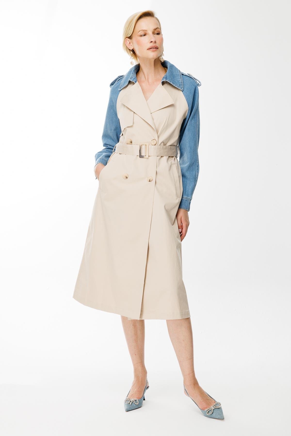 Kot Kombinli Trençkot - CAMEL