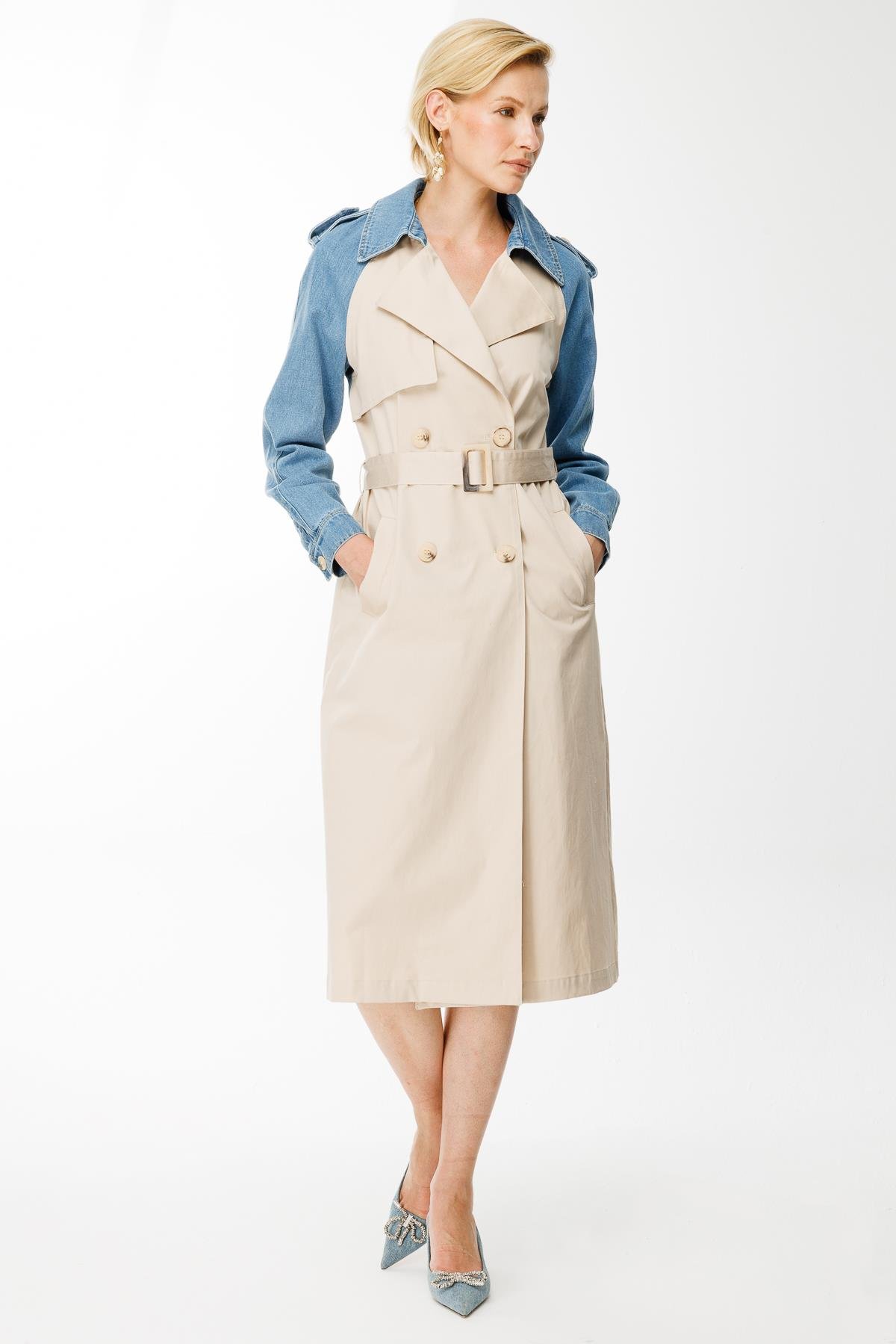 Kot Kombinli Trençkot - CAMEL