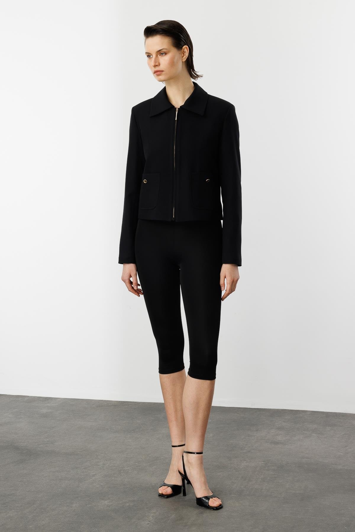 Kruvaz Yaka Hürrem Ceket-SİYAH