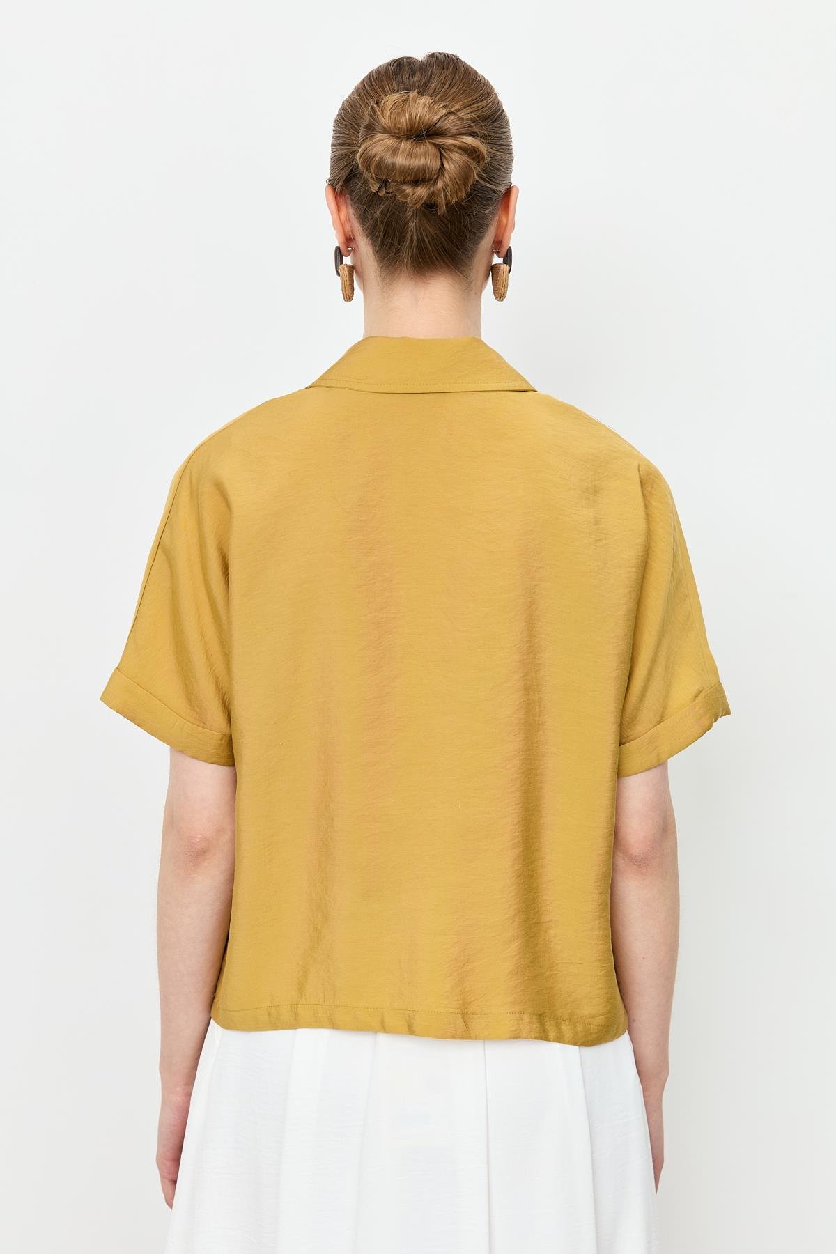 Kruvaze Yaka Modal Bluz-SAFRAN