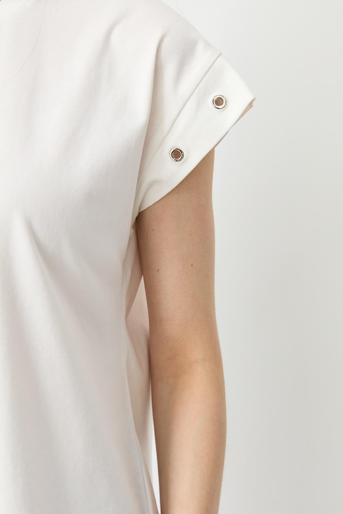 Kuş Gözü Detay Penye Bluz-KEMIK