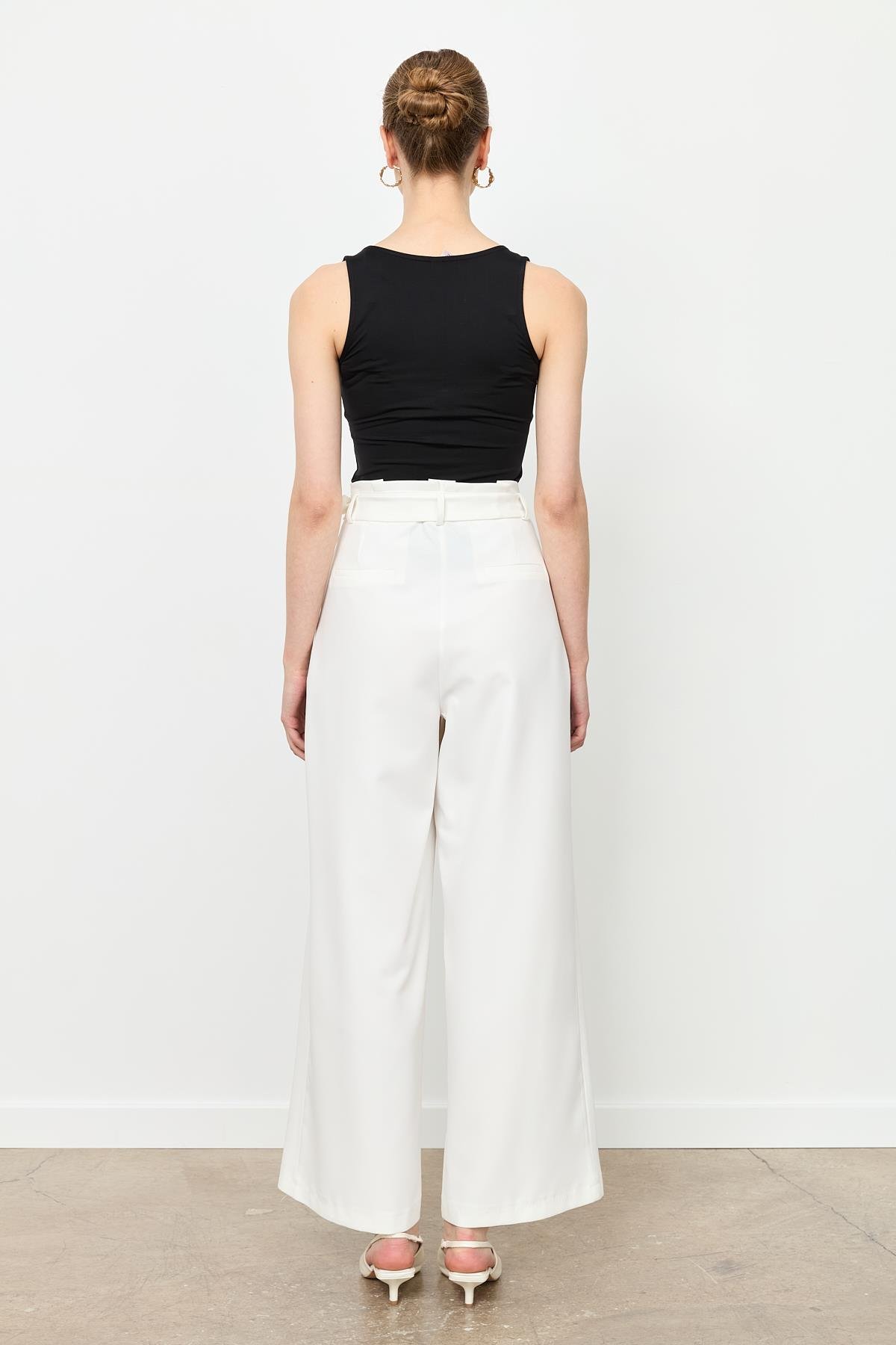 Kuşak Detaylı Pantolon-KEMIK