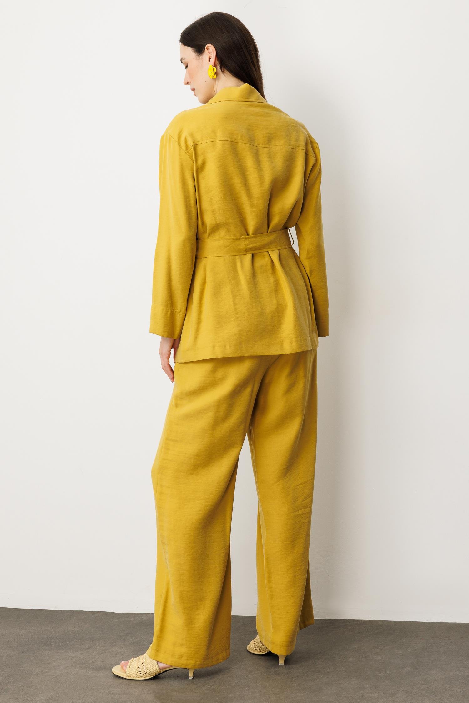 Kuşaklı Modal Ceket-SAFRAN