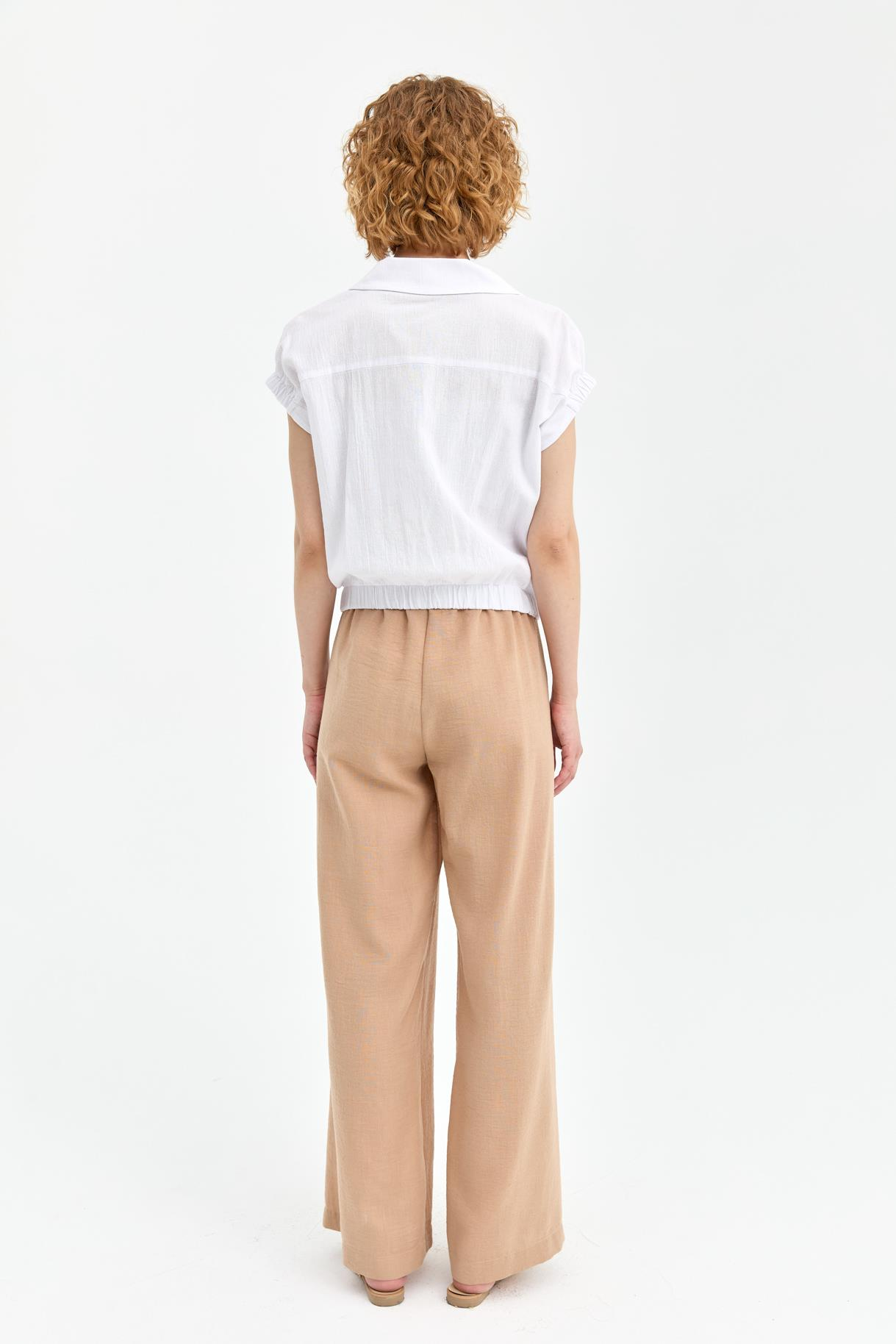 Lastik Detaylı Şile Bezi Gömlek - BEYAZ