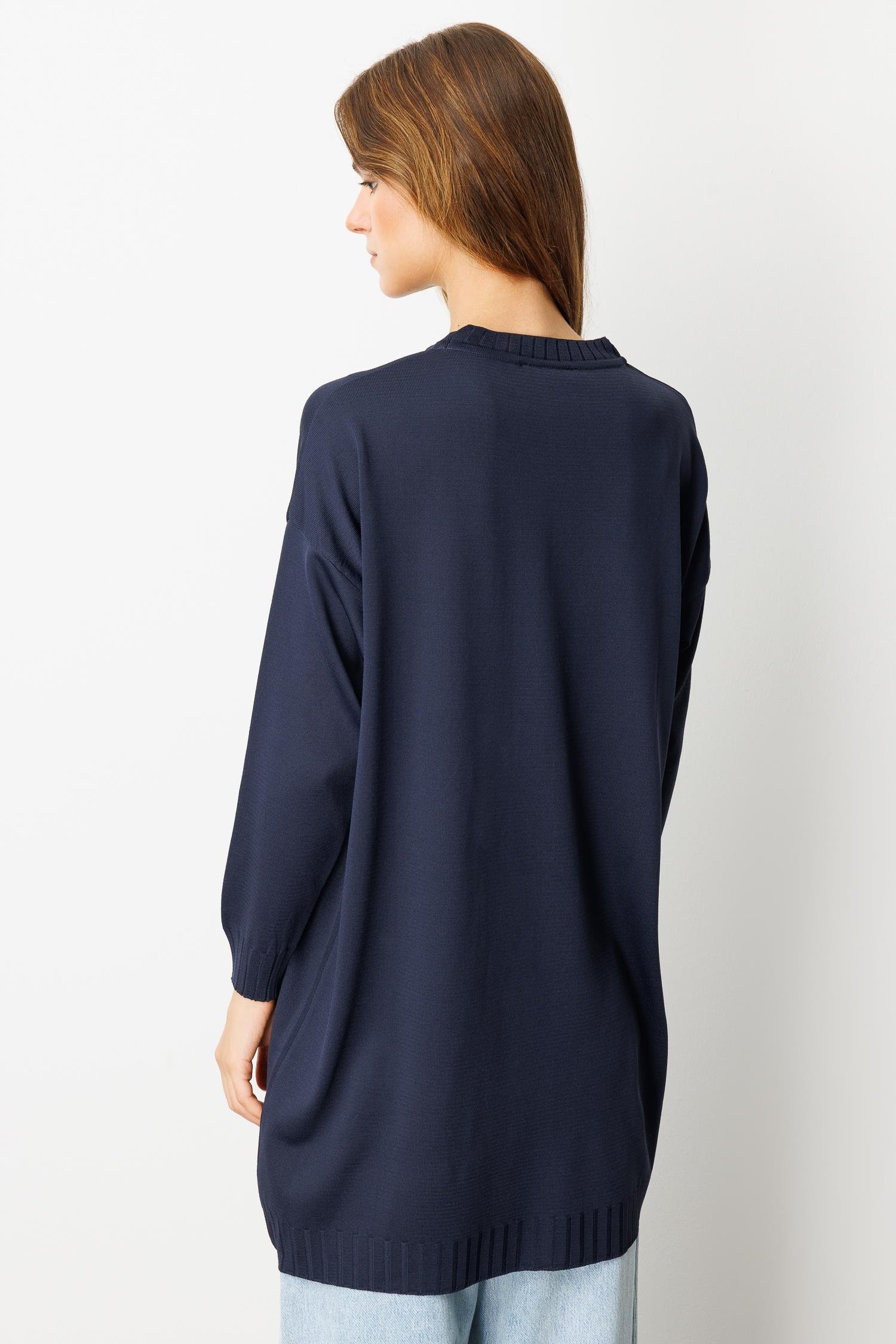 Omzu Düğme Detaylı Triko Tunik-LACI