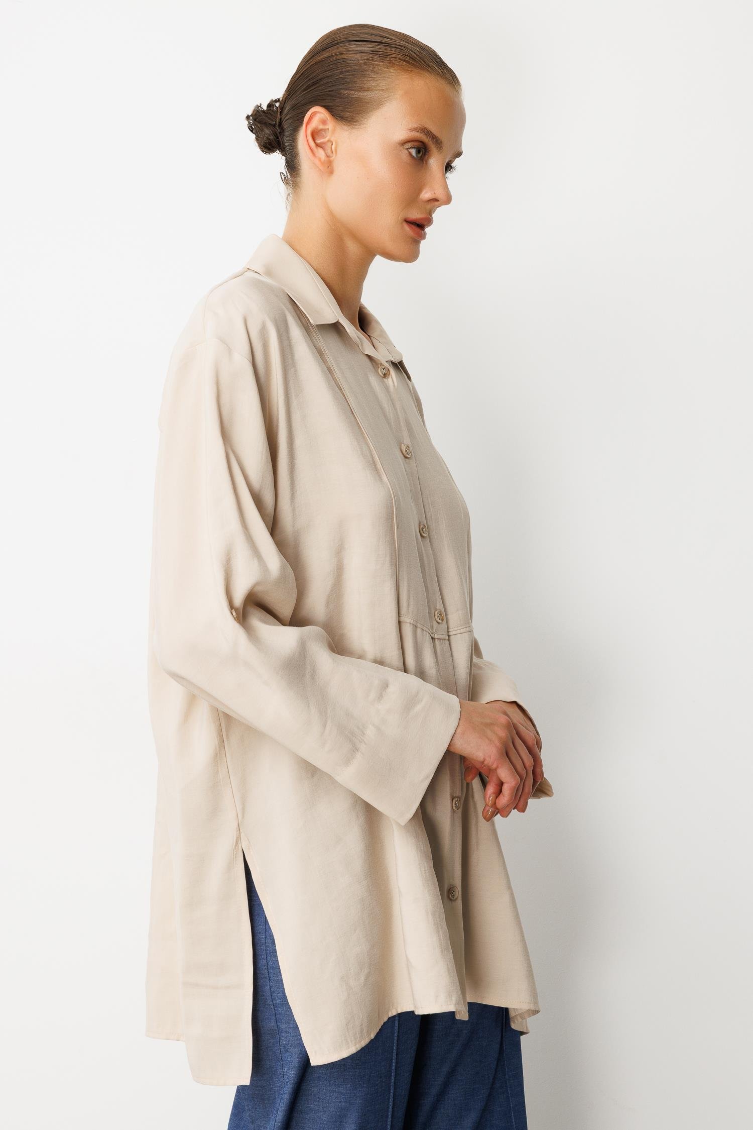 Oversize Cupra Tunik Gömlek-TAŞ