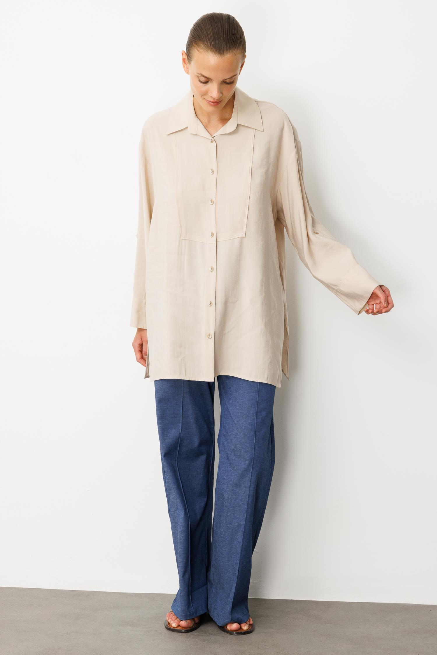 Oversize Cupra Tunik Gömlek-TAŞ