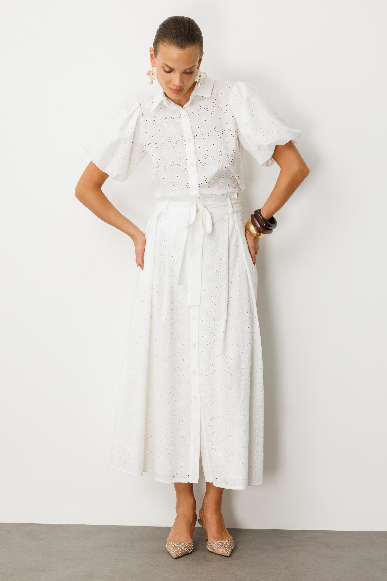 Pamuklu Fisto Uzun Etek-KEMIK