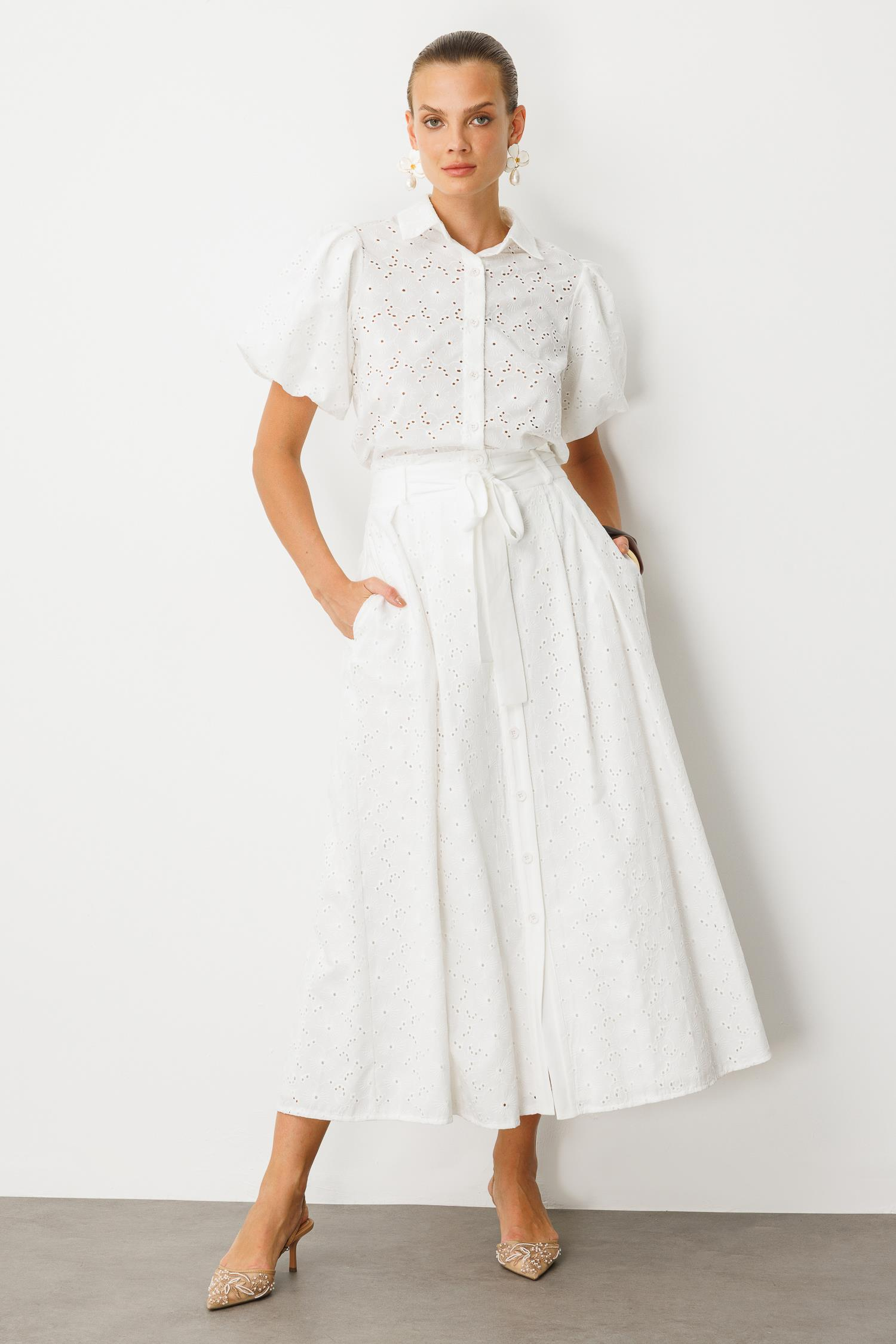 Pamuklu Fisto Uzun Etek-KEMIK