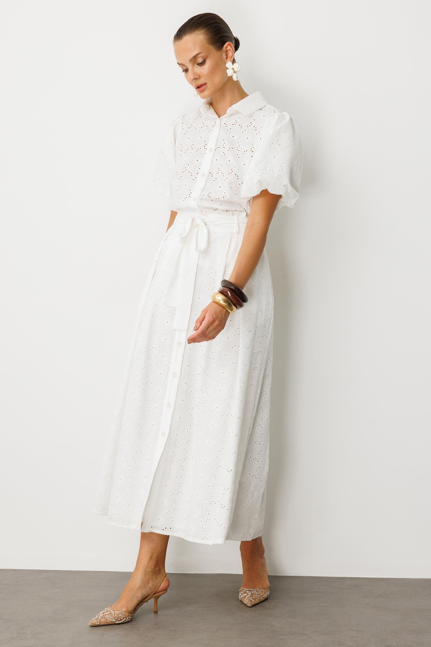 Pamuklu Fisto Uzun Etek-KEMIK