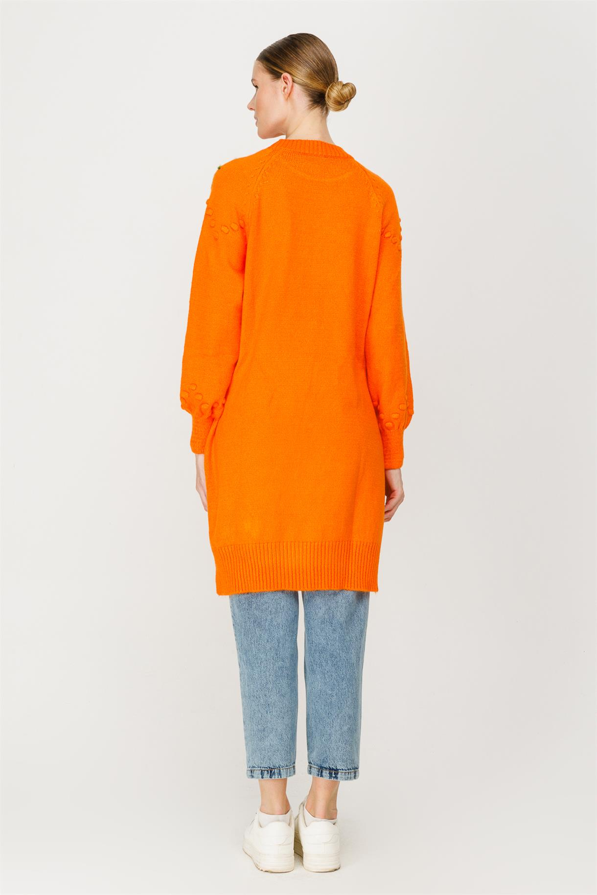 Papatya Desenli Triko Tunik - ORANJE