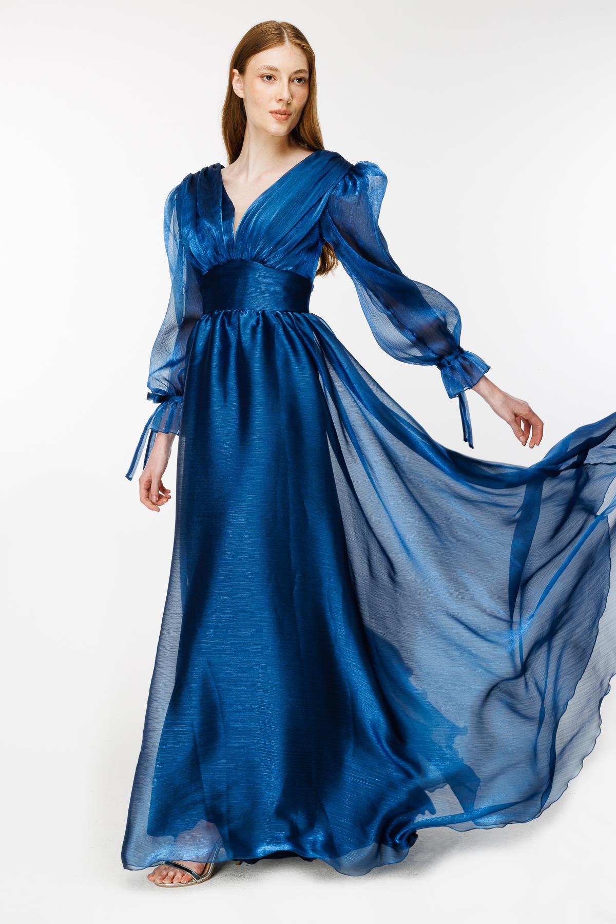 Parlak Tül Detaylı Prenses Abiye - LACI