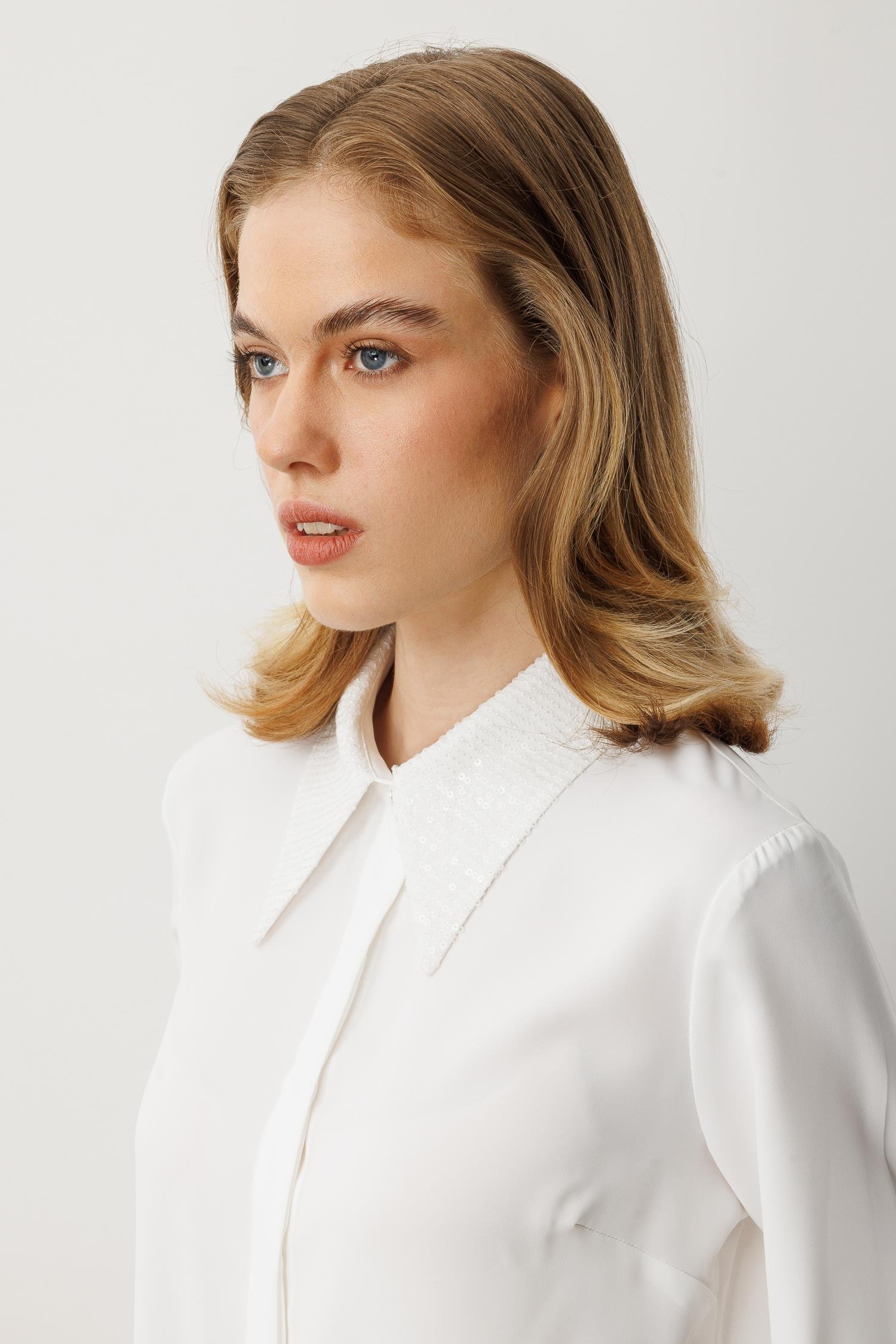 Payet Detaylı Gömlek-KEMIK