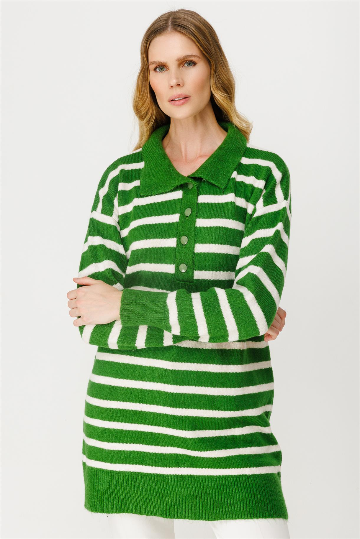 Polo Yaka Çizgili Triko Tunik - BENETTON