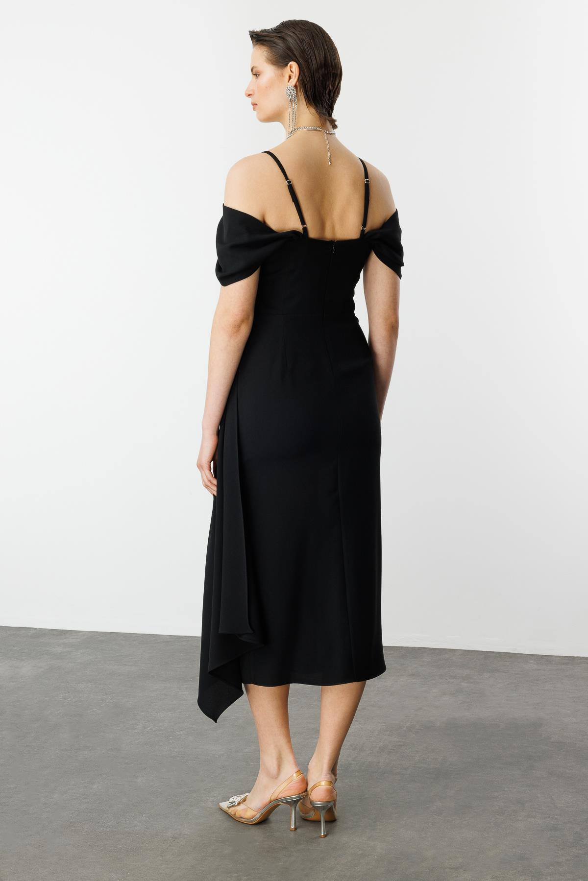 Prenses Yaka Krep Abiye-SİYAH