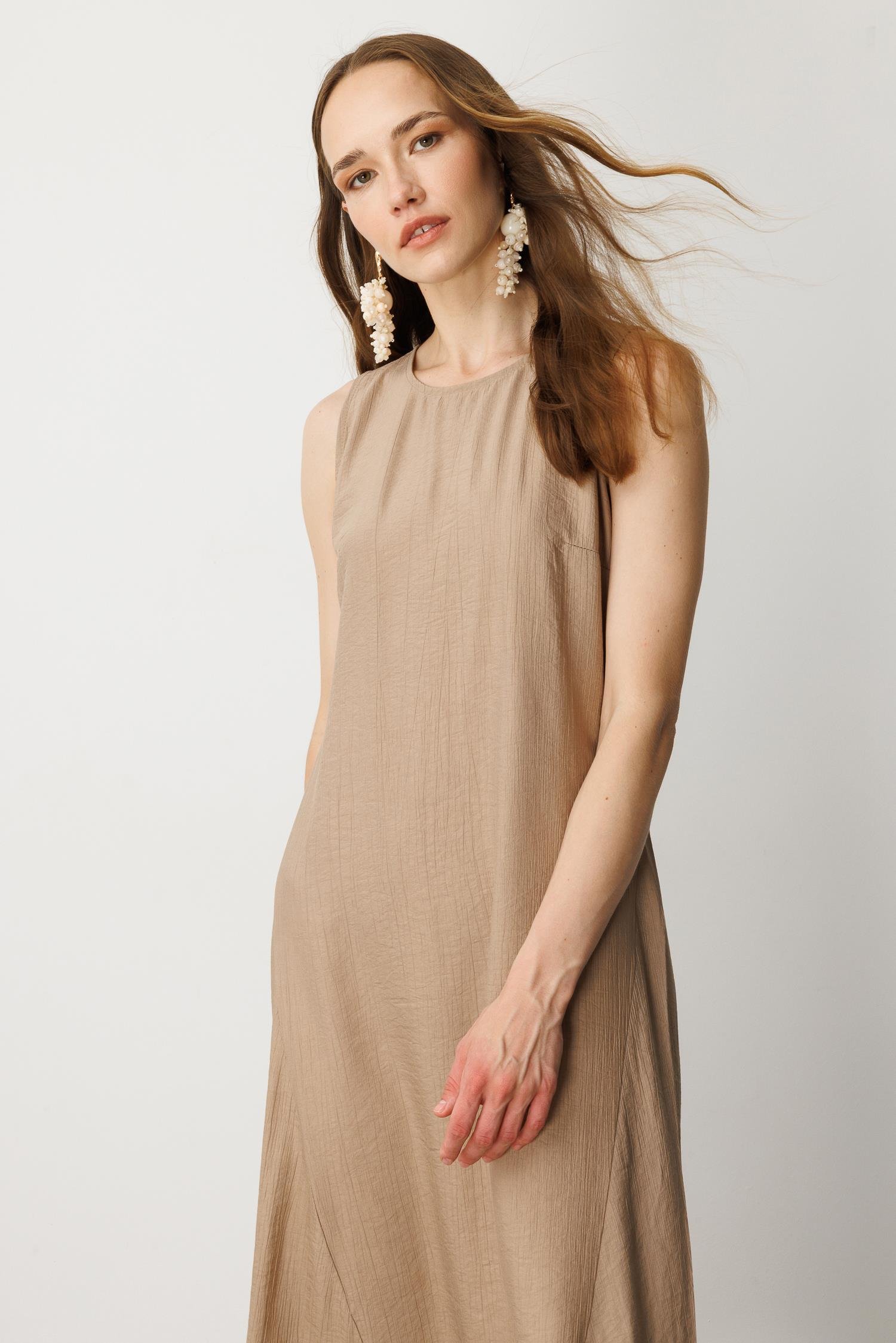 Rahat Kalıp Coton Elbise-VİZON