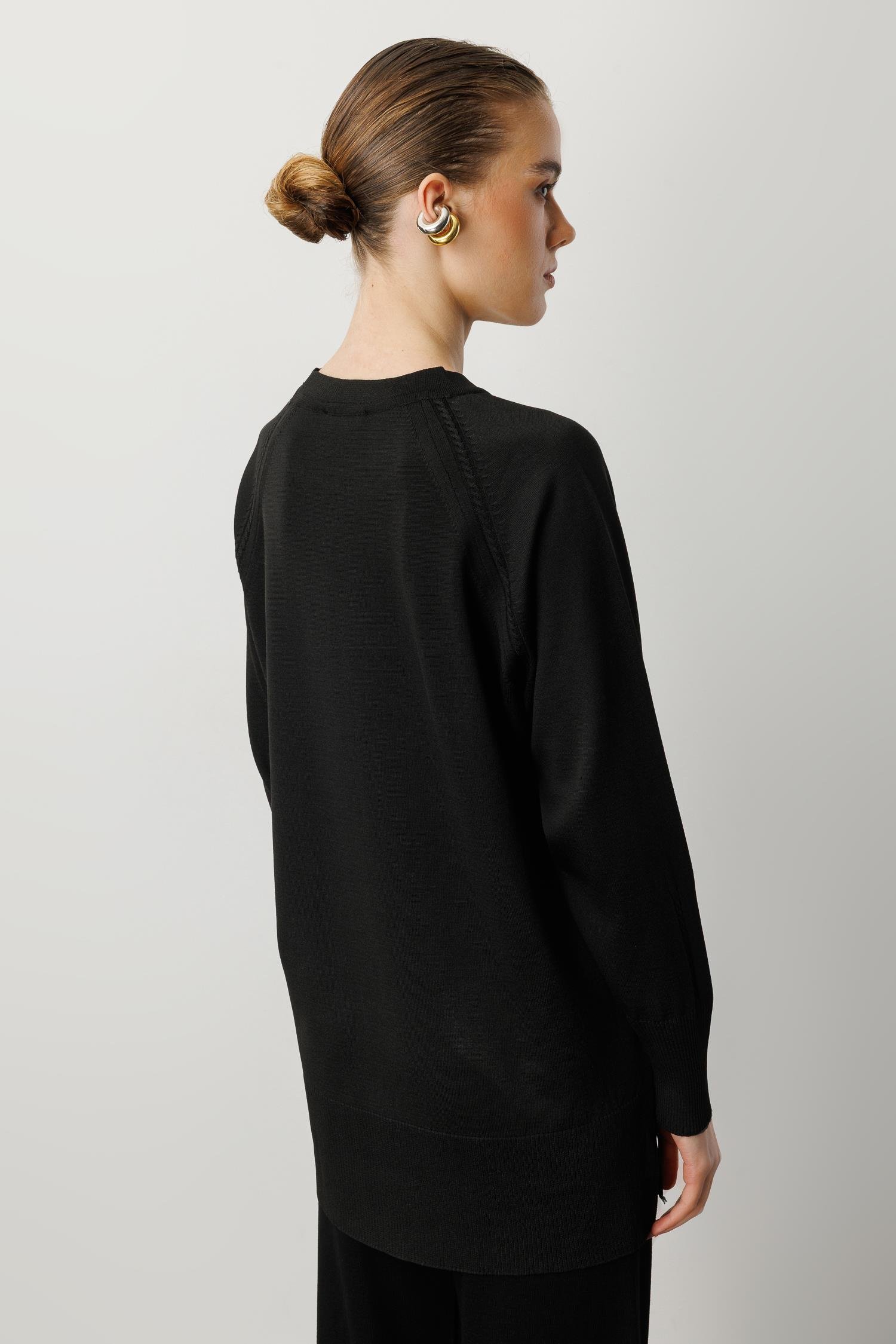 Reglan Kol Basic Triko Tunik-SİYAH