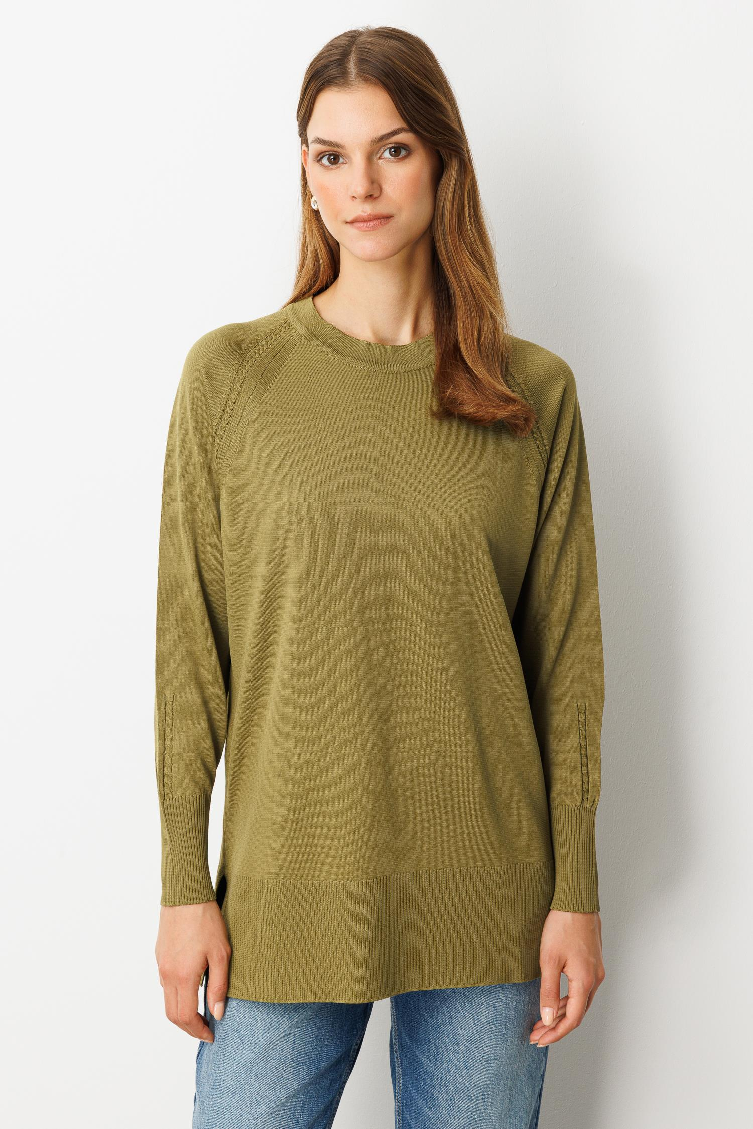 Reglan Kol Basic Triko Tunik-Y.YEŞİLİ