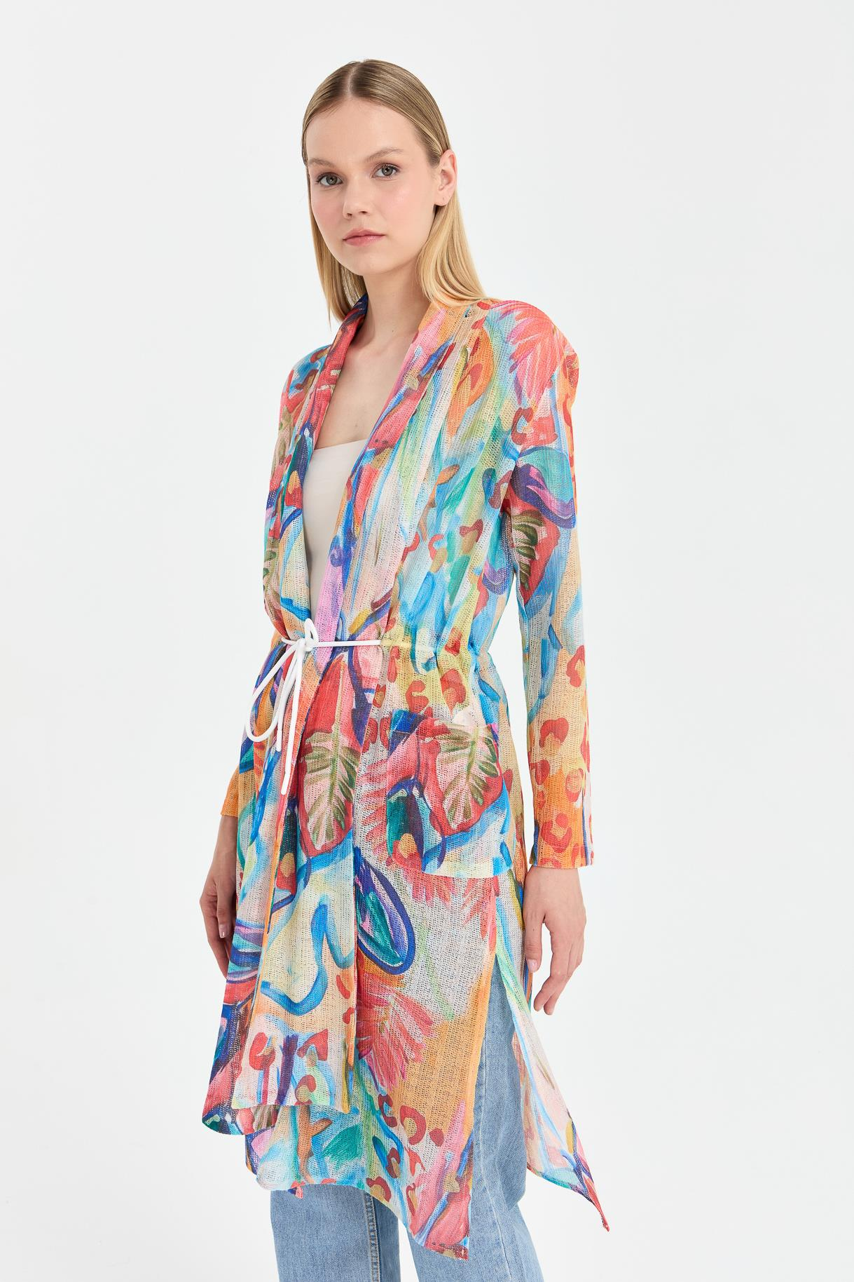 Renk Geçişli File Tunik - ORANJE