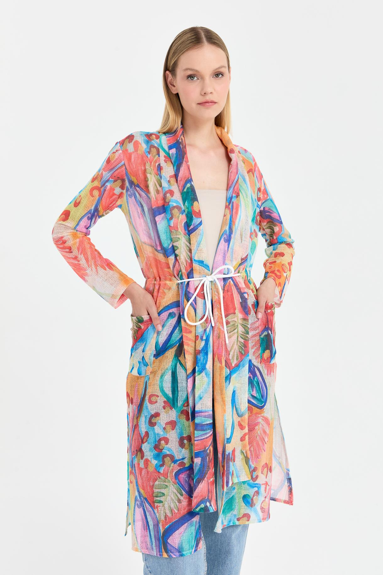 Renk Geçişli File Tunik - ORANJE