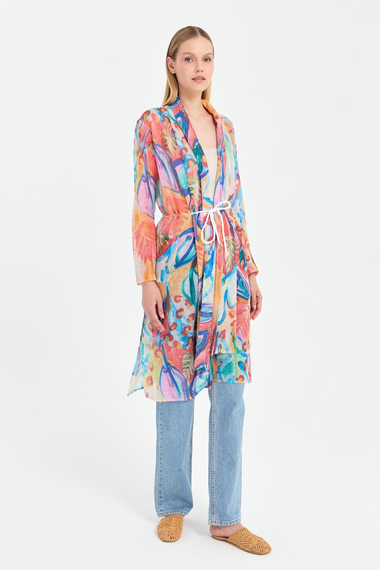 Renk Geçişli File Tunik - ORANJE