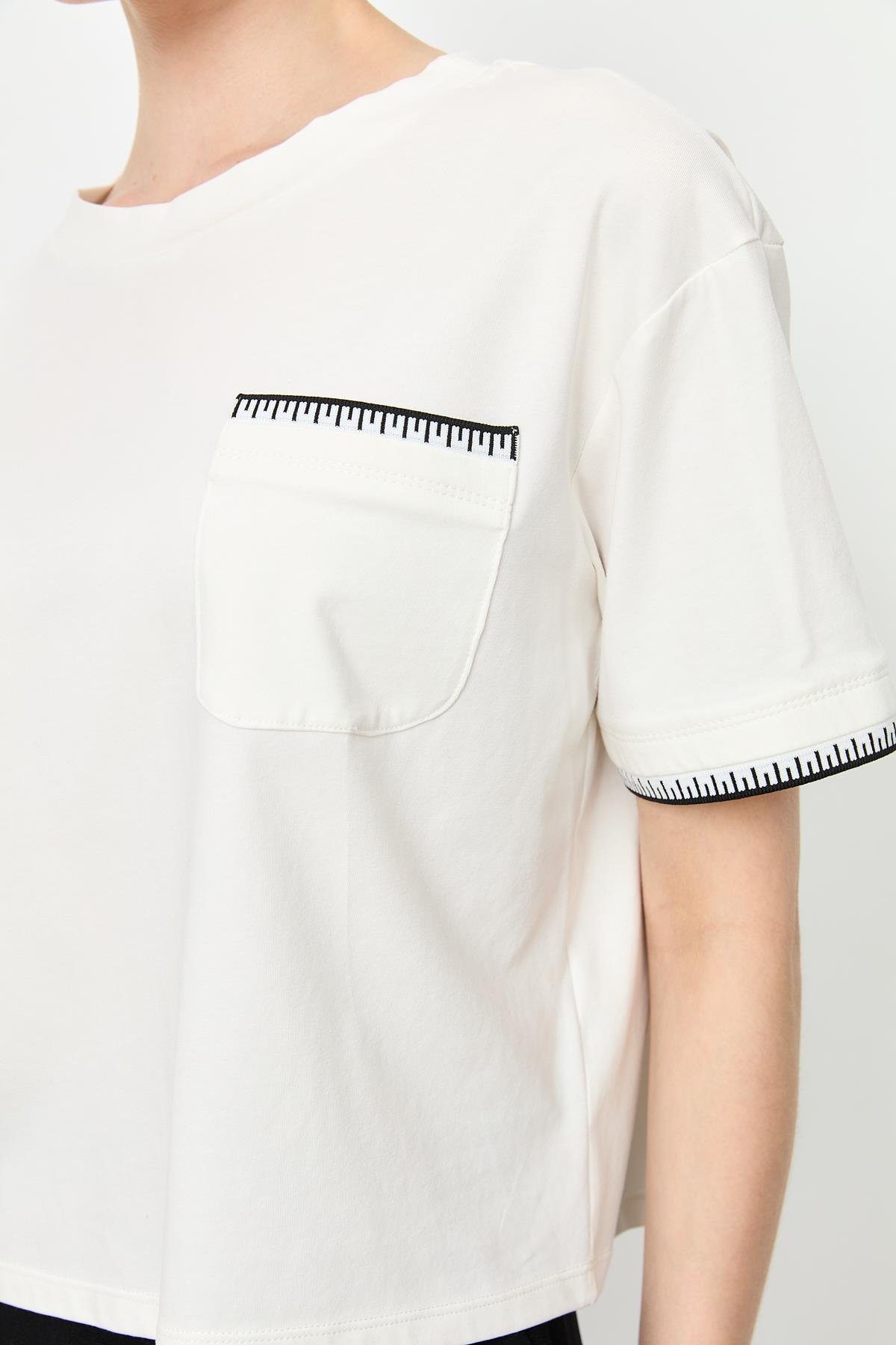 Ribana Detay Pamuklu Bluz-KEMIK